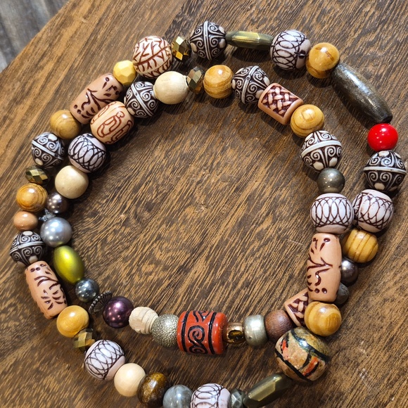 Vintage Beaded Necklaces, Paper, Clay, Wood, Etc. Set of 2 - Picture 2 of 9